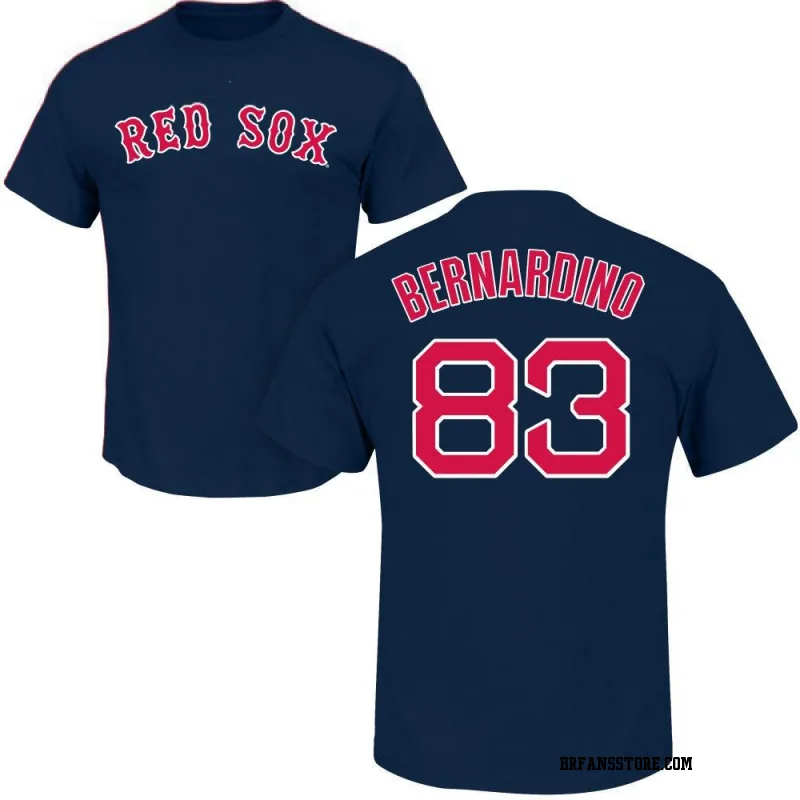 Navy Men's Brennan Bernardino Boston Red Sox Roster Name & Number T-Shirt