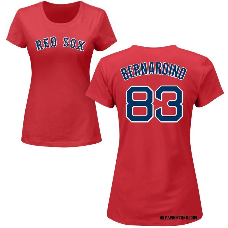 Red Women's Brennan Bernardino Boston Red Sox Roster Name & Number T-Shirt